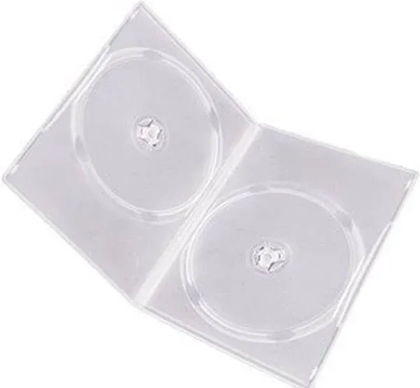 7Mm Slim Clear Double CD/DVD Case, 50 Pieces Pack. (2 Discs Capacity per Case)