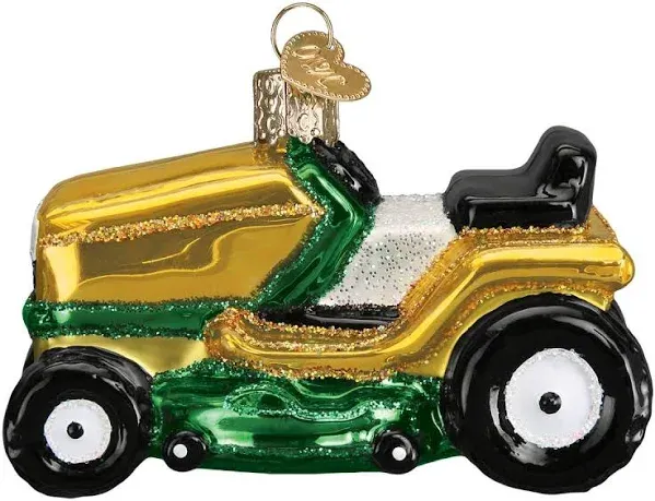 Old World Christmas Glass Ornament, Riding Lawn Mower (With OWC Gift Box)