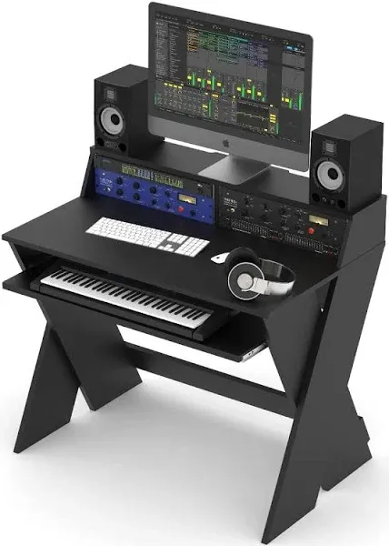 Glorious Sound Desk Compact Professional Studio Workstation with Pull-out Keyboard Compartment (White)