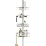 Tension Pole Shower Caddy Corner Shower Shelf w/4 L-Shaped Shelves with Hooks