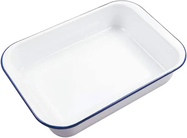 Enamelware 9X13 Baking Pan with Lid Oblong Cake Pan Enameled Steel Roasting Pan 