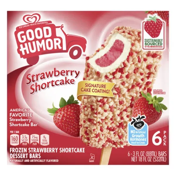 Good Humor Strawberry Shortcake Frozen Dairy Dessert Bars - 6-3 Oz