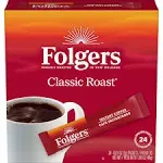 Folgers Coffee, Instant, Classic Roast, Single Serve Packets, Value Pack - 24 pack, 0.07 oz packets