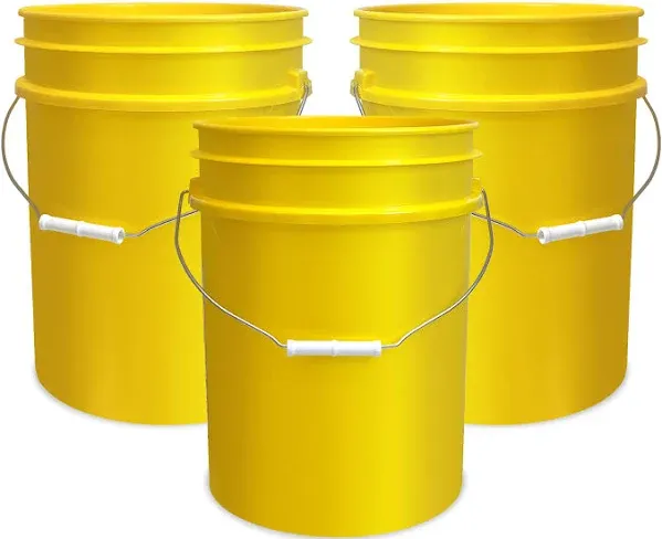 5 Gallon Bucket Only, Made in USA, Food Grade, Durable 90 Mil All Purpose Pail, Contains No BPA Plastic, Premium HPDE, Lids Not included (White, 1)