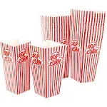 Popcorn Containers Boxes 100 Pack Striped White and Red Paper for Home Movie