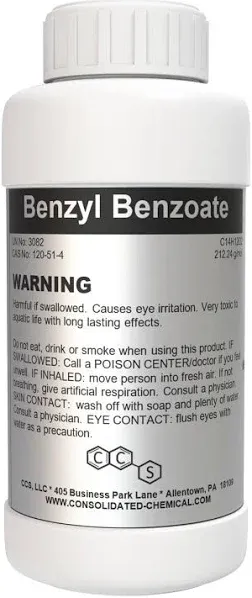 CCS CONSOLIDATED CHEMICAL & SOLVENTS Benzyl Benzoate 60ml (2 fl oz) High Purity Fragrance/Aroma Compound