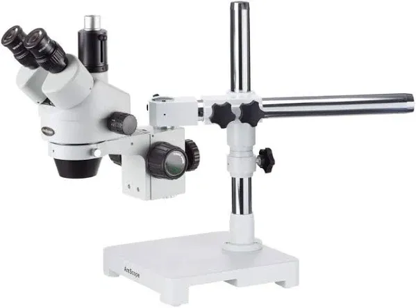 AmScope SM-3 Series Zoom Trinocular Stereo Microscope 7X-45X Single Arm Boom