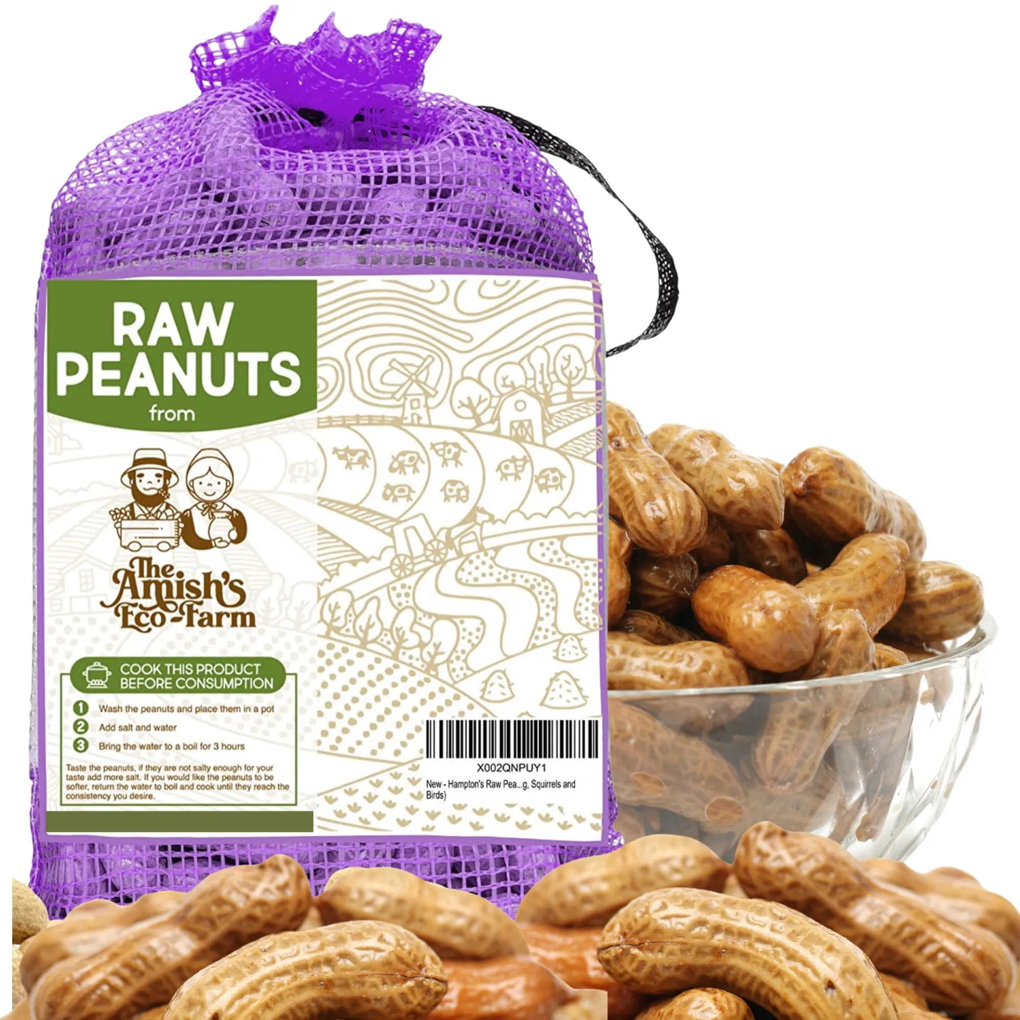 The Amish ECO-Farm Raw Peanuts in Shell Fancy 5 lbs.