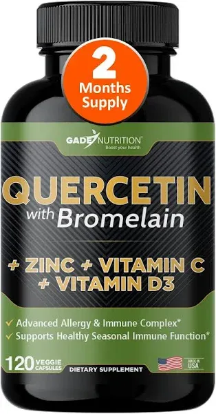 Quercetin with Vitamin C and Zinc Quercetin 500mg Quercetin with Bromelain