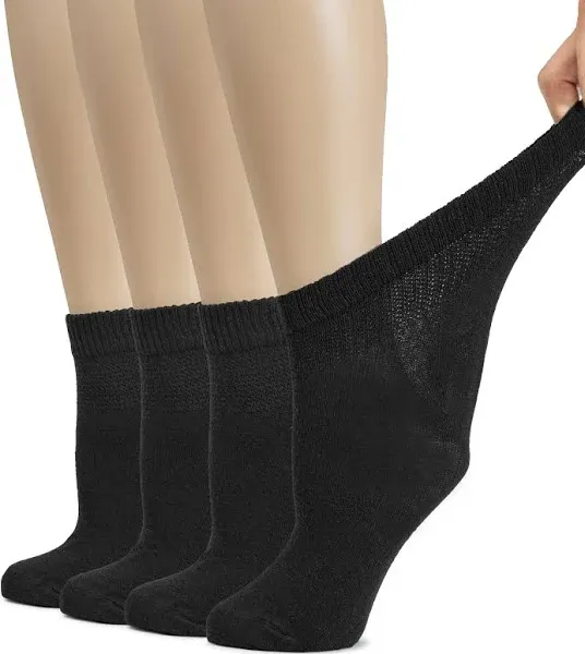 Hugh Ugoli Women's Cotton Diabetic Ankle Socks, Wide, Thin, Loose Fit and Stretchy