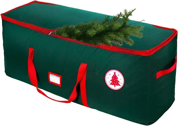 Large Christmas Tree Storage Bag, Fits Up to 7.5 ft Artificial Disassembled Trees with Durable Handles, Sleek Dual Zipper & Tag Card, Waterproof Tear-proof Holiday Xmas Bags Box for Years Use