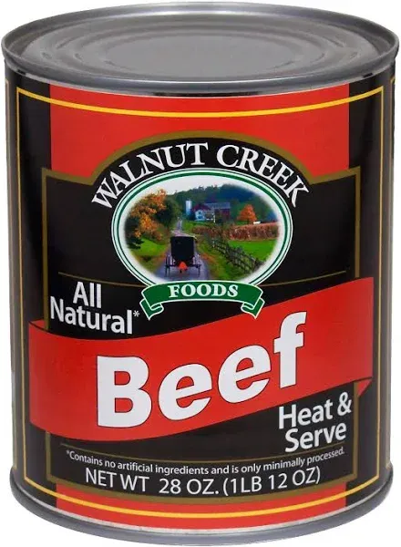 AmishTastes Walnut Creek Canned Beef Chunks, Easy Heat & Serve, Long Term Storage, 28 Oz. (Case of 12)