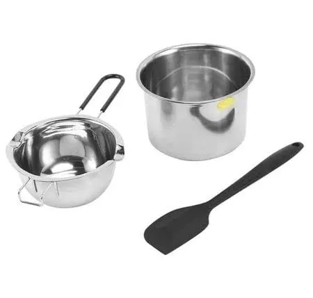 2x Double Boiler Pot Set Stainless Steel Melting Pot with Silicone Spatula for Melting Chocolate,Soap,Wax,Candle Making