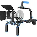 Neewer Shoulder Rig Kit for DSLR Cameras and Camcorders, Movie Video Film Making System with Matte Box, Follow Focus, C-Shaped Bracket, 15mm Rods,