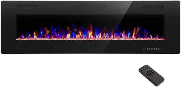 R.W.FLAMES 68 inch Recessed and Wall Mounted Electric Fireplace