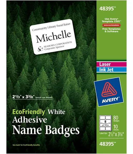 Avery EcoFriendly Adhesive Name Badge Labels