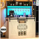 Vinctik 6&amp;Fox Farmhouse LED Coffee Bar W/60000-Color Lights,Power Outlet,7 Hooks