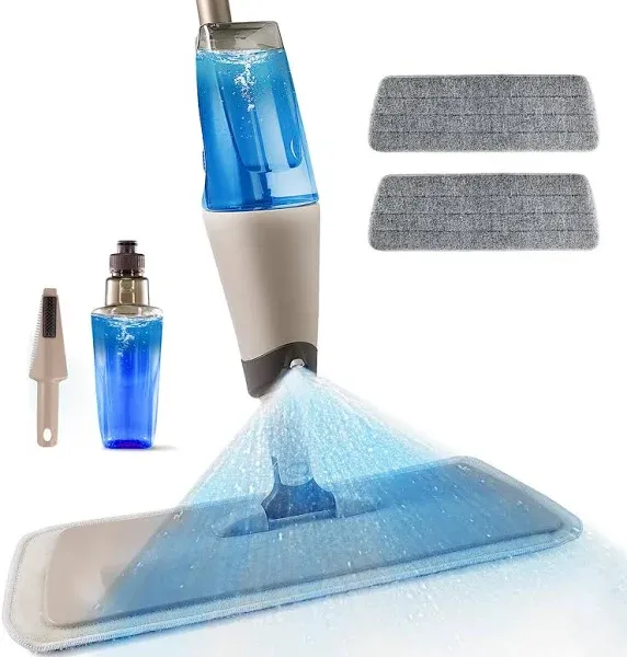 Eyliden Wet and Dry Spray Mop - 360° Rotating Head, 22 oz Refillable Bottle, 2 Washable Microfiber Pads, Ergonomic Handle - Floor Mop with Spray for Hardwood, Tile, and Laminate Floors