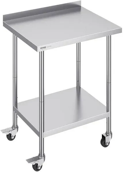 VEVOR Stainless Steel Work Table 24 x 4 Wheels Food Prep Commercial