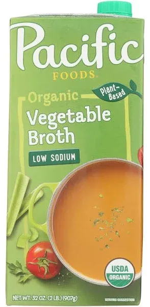 Pacific Foods Vegetable Broth, Organic, Low Sodium - 32 fl oz