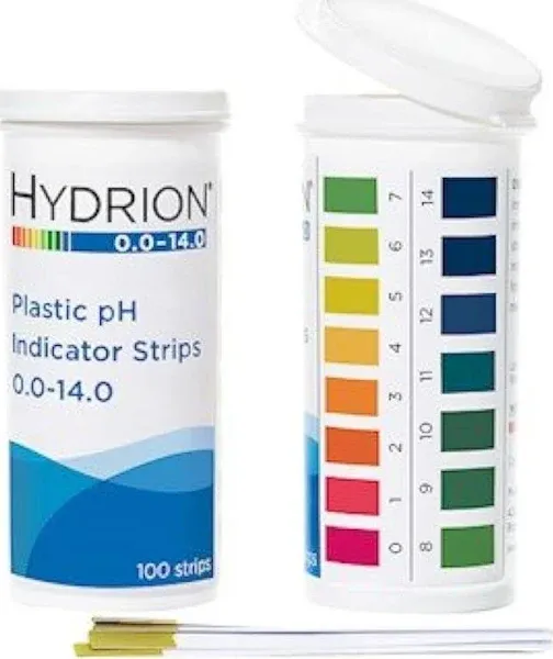 9800 Plastic pH Test Strips, 0.0 - 14.0 pH 1 Vial of 100 strips