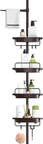 4-Tier Shower Caddy Corner Shelves Rustproof Organizer Storage W/ Tension Pole