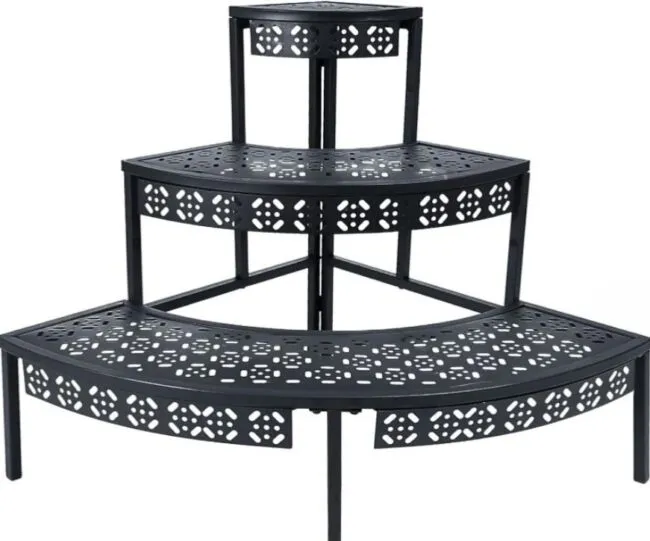 aboxoo 3 Tier Plant Stand Flower Pot Rack, Metal Stair-Step Style Corner Shel...