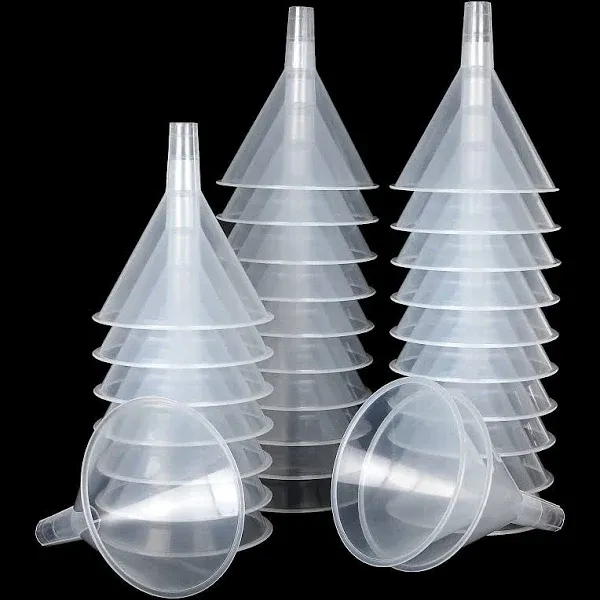 30 Pcs Small Funnel Mini Funnel Clear Plastic Funnels for Lab Bottles, Essential