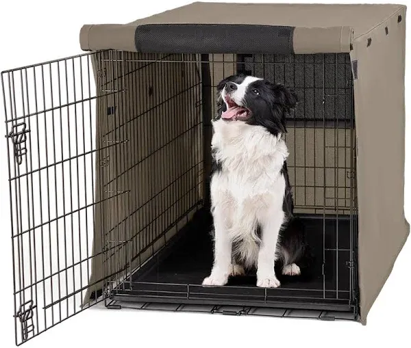 Gorilla Grip Dog Crate Covers Compatible with Amazon Basics Dog Crates, All Sides Open, Privacy Cover Fits 36" Wire Kennel, Breathable Mesh Windows, Light Reducing Puppy Training Cage Topper, Black