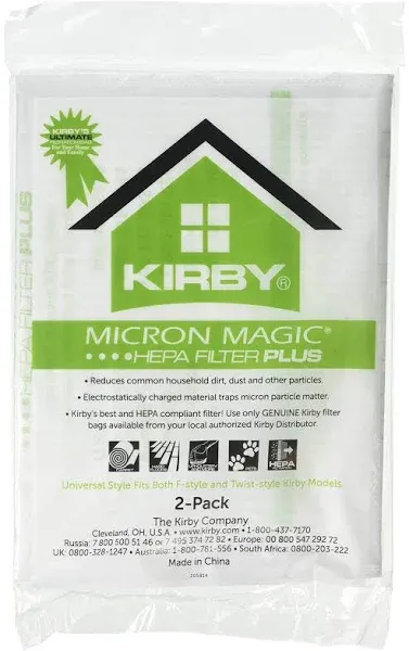 Genuine Kirby Micron Magic Hepa Filter Plus   205814 2 pk for F-style and Twist