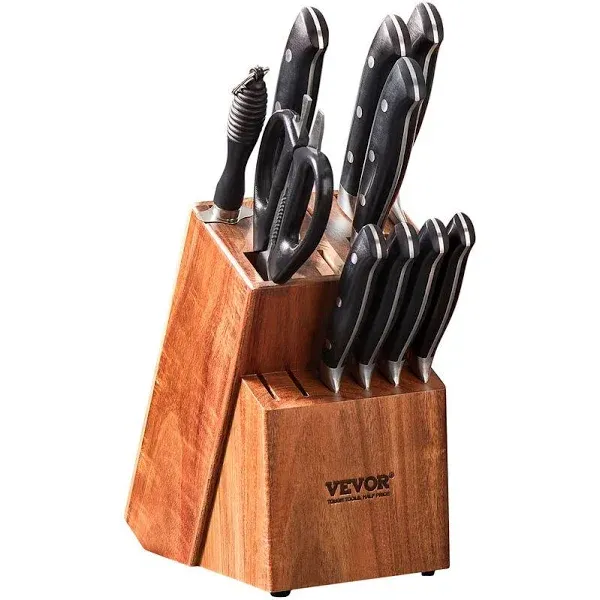 VEVOR Knife Storage Block 15 Slots Acacia Wood Universal Knife Holders Without Knives DLKDJZ15000057OVGV0