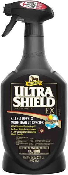 Absorbine UltraShield EX Combo 32oz Sprayer + 128oz Refill Insecticide, Kills & Repels Flies, Mosquitoes, Ticks, Fleas, Lice, Use on Horses, Dogs, Premises