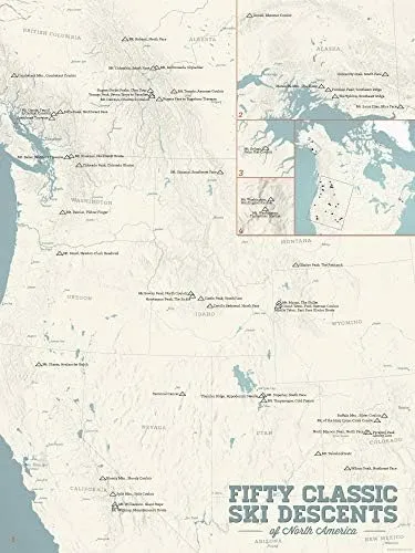 50 Classic Ski Descents of North America Map