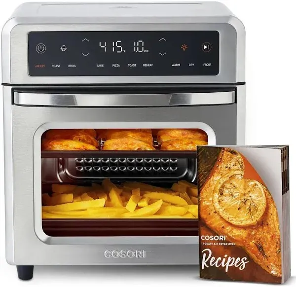  11-in-1 Air Fryer Oven , 13Qt Small Footprint Airfryer combo with Rotisserie, 