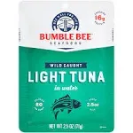 Bumble Bee Premium Light Tuna in Water, Ready to Eat Tuna Fish, High Protein Food, 2.5oz Pouch (Pack of 12)