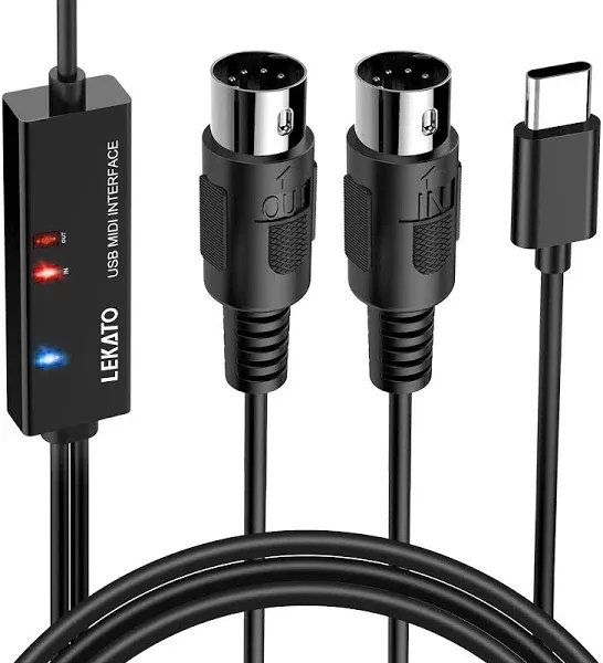 LEKATO MIDI Cable, to USB C, Type-C Interface with Input &amp; Output... 