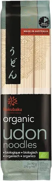 Hakubaku Organic Udon, Authentic Japanese Wheat Noodles, No Added Salt, 9.5 O...