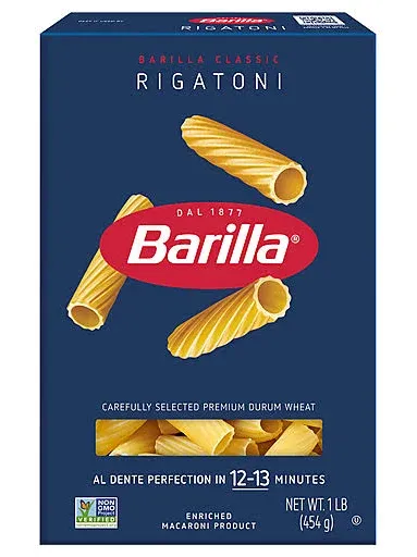 Barilla Semolina Wheat &amp; Durum Wheat Flour Rigatoni Pasta (16 Ounces, Pack Of 2)