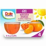 Dole Mandarin Oranges, In Orange Flavored Gel - 4 pack, 4.3 oz cups