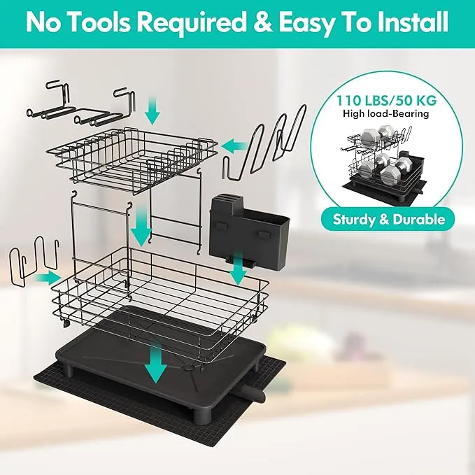 Adjustable Stainless Steel Two Tier Dish Rack MAJALIS