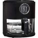 Rae Dunn 1200W 4qt Air Fryer with Glass Frying Basket, Dishwasher Safe, 2 Tier Tray, 60 Minute Timer, Digital Touch Display, and 6 Presets - Variable