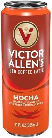 Victor Allen&#039;s Coffee Mocha Iced Canned Coffee Latte, 8oz Cans (12 Pack)