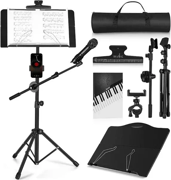 Lightwish - Black Metal Sheet Portable Adjustable Music Stand Music Holder