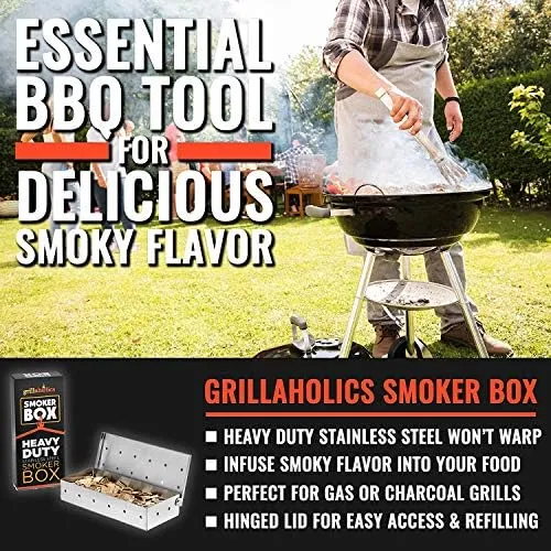 Smoker Box for Wood Chips, Grilling, Stainless Steel, BBQ NIB