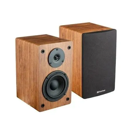 Knox Gear LP1 Powered Bookshelf Bluetooth Speakers Wood Finish