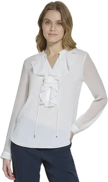 Tommy Hilfiger Women's Ruffled Tie-Neck Blouse