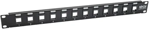 Tripp Lite 12-Port 1U Rack-Mount Unshielded Blank Keystone/Multimedia Patch Panel N062-012-KJ