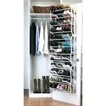 Simplify 12 Tier Adjustable over the Door 36 Pair Shoe Rack in White