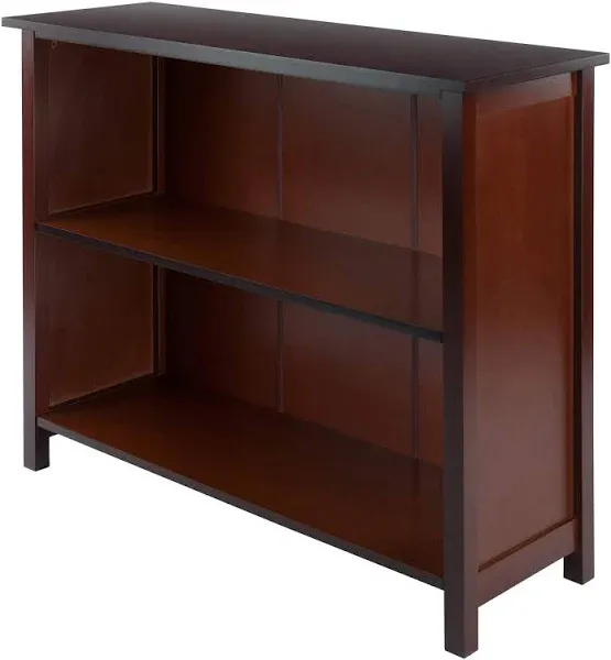 Winsome Wood Bookcase 2-Section Wide Shelf\ Walnut