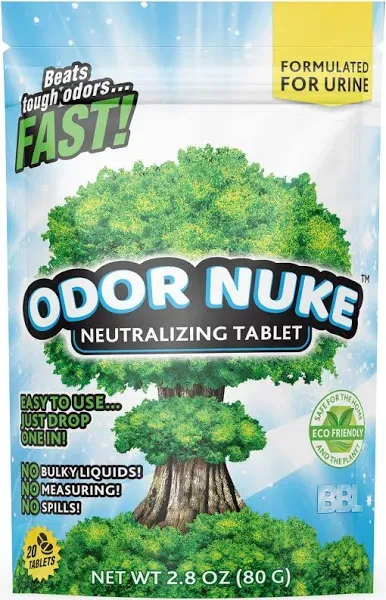 Human Urine Odor Neutralizer Tablets by ODOR NUKE - Kill Urine Smell In Portable Urinals for Men, Bedside Commodes, Bedpans & Camping Toilets - 2.8oz (Original)